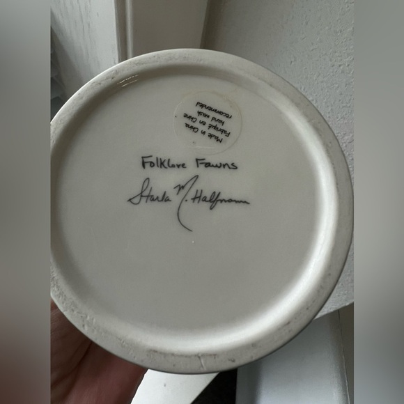 Anthropologie FOLKLORE FAWNS Mug Floral Green Gold Handle Starla Halfmann - Picture 3 of 7